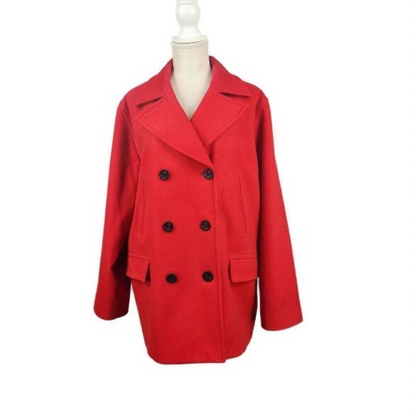 Pendleton Blazer Jacket Double Breasted Vintage 80s Wool Solid Red Womens Sz XL - Picture 1 of 7